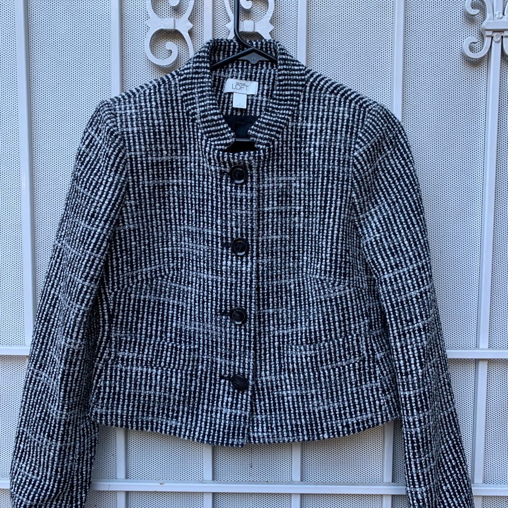 LOFT Black and White Tweed Jacket